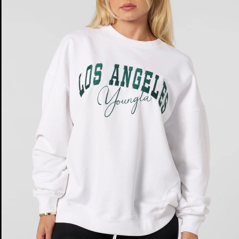 NWT YoungLA Women's Crewneck Sweatshirt W563 VARSITY Oversized Pullover Top Sz S